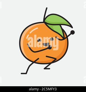 Illustration du caractère mignon de la mascotte aux fruits de Tangerine Illustration de Vecteur