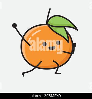 Illustration du caractère mignon de la mascotte aux fruits de Tangerine Illustration de Vecteur