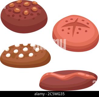 Illustration vectorielle isolée de gâteau à biscuits différente. Biscuits de nourriture de gâteaux de sucre isolés sur fond blanc. Illustration de Vecteur