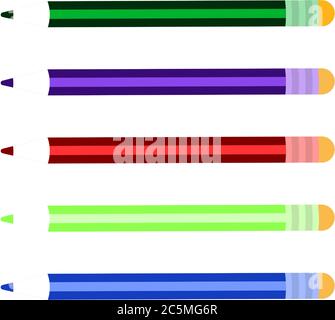 Crayons de couleur vive. Illustration vectorielle plate isolée sur fond blanc Illustration de Vecteur