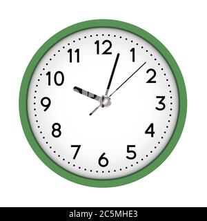 Horloge murale ronde classique simple Vector, vert, isolée sur blanc. V Illustration de Vecteur