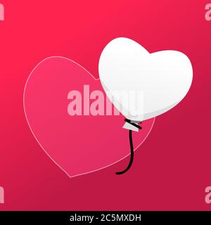 Fond de jour de Valentines avec coeur blanc de ballons et coeur rose simple. Illustration vectorielle. Illustration de Vecteur