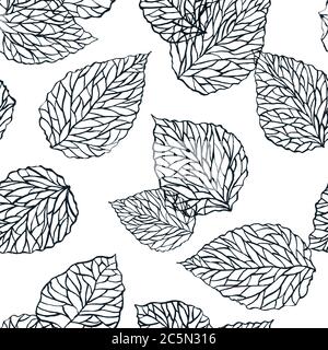 Laisse aquarelle noir blanc sans couture motif. Illustration vectorielle à l'encre dessinée à la main. Fond d'écran scandinave tendance. Mode Illustration de Vecteur