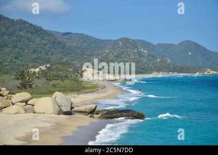 Plage d'Arrecifes, Parc national de Tayrona, Colombie Banque D'Images