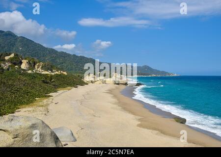 Plage d'Arrecifes, Parc national de Tayrona, Colombie Banque D'Images