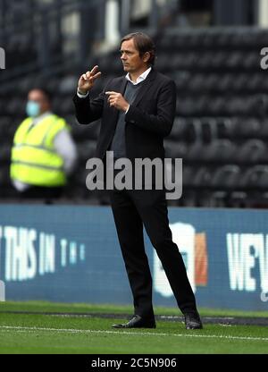 Derby County manager Phillip Cocu pendant le match de championnat à Sky Bet, Derby Pride Park. Banque D'Images