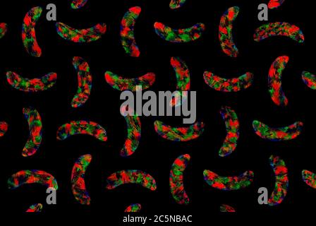 abstrait noir fond imprimé taille basse bananes coups de pinceau Banque D'Images