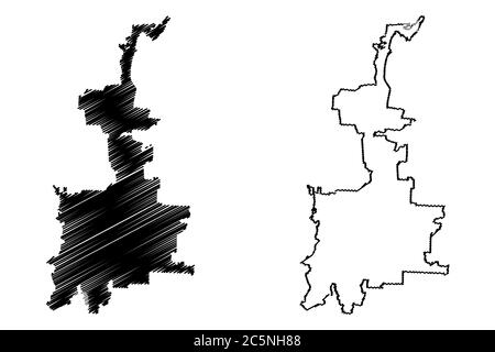 Medan City (République d'Indonésie, île de Sumatra) carte illustration vectorielle, croquis de griffonnage carte de la ville de Medan Illustration de Vecteur