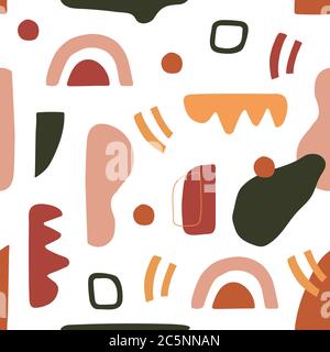 Motif sans couture d'art contemporain. Texture géométrique abstraite. Le papier coupe les objets. Formes organiques dans des couleurs pastel. Conception de couvercle minimale. Vecteur Illustration de Vecteur