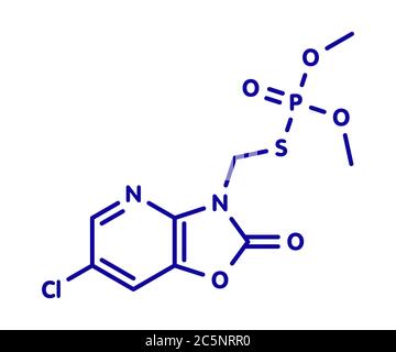 Molécule de pesticide azaméthiphos. Utilisé dans la formule de flypaper, vétérinaire, etc. Squelette. Banque D'Images