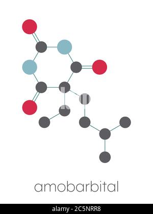 Structure sédative, chimique de l'amobarbital (amylobarbarbone) barbiturique. Banque D'Images