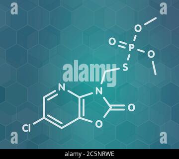 Molécule de pesticide azaméthiphos. Utilisé dans la formule de flypaper, vétérinaire, etc. Squelette. Banque D'Images