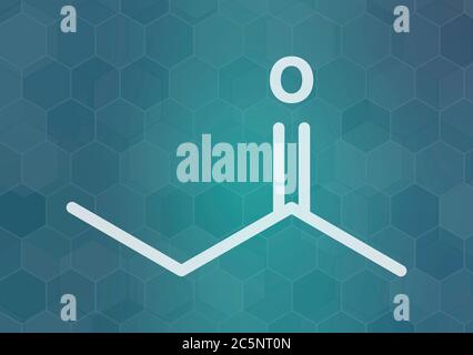 Solvant industriel de butanone (méthyl éthyl cétone, MEK), structure chimique. Formule squelettique. Banque D'Images