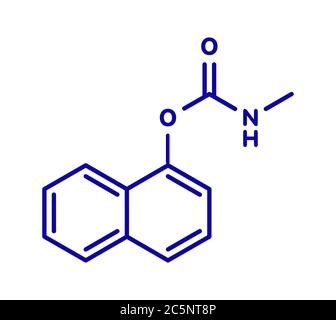 Le carbaryl (carbaril) molécule insecticide carbamate (classe). Formule topologique. Banque D'Images