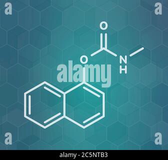 Le carbaryl (carbaril) molécule insecticide carbamate (classe). Formule topologique. Banque D'Images