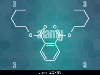 Di-n-pentyl phtalate (DNPP) molécule de plastifiant. Formule topologique. Banque D'Images