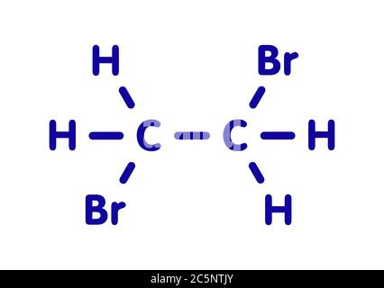 Dibromure d'éthylène (EDB, 1,2-dibromoéthane) molécule fumigène. Formule squelettique. Banque D'Images