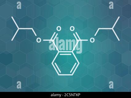 Phtalate de diisobutyle (DIBP) molécule de plastifiant. Formule topologique. Banque D'Images