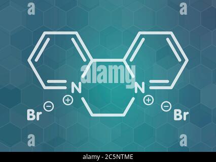 Le Dibromure de diquat molécule herbicide de contact. Formule topologique. Banque D'Images