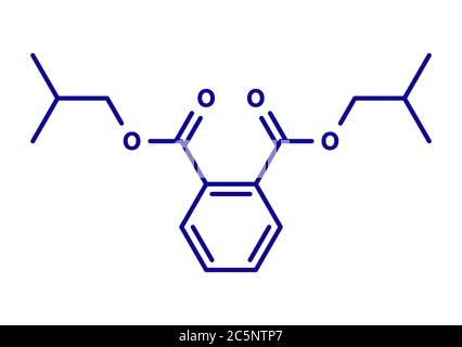 Phtalate de diisobutyle (DIBP) molécule de plastifiant. Formule topologique. Banque D'Images