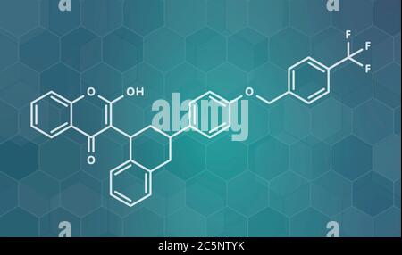 Rodenticide flocoumafène (molécule antagoniste de la vitamine K). Formule topologique. Banque D'Images
