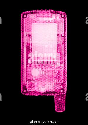 Téléphone mobile, X-ray de couleur. Banque D'Images