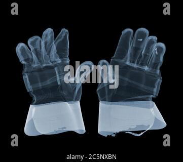 Paire de gants de travail, rayons X de couleur. Banque D'Images