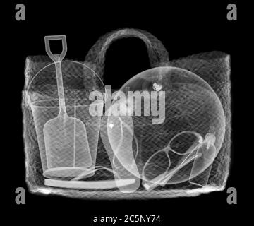 Sac de plage de paille, rayons X. Banque D'Images