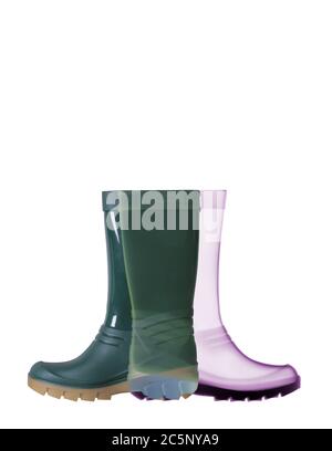 Bottes Wellington, rayons X de couleur. Banque D'Images