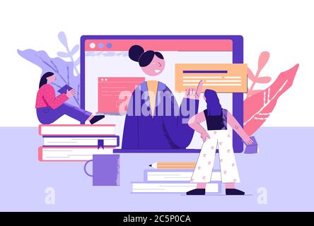Illustration des cours de formation en ligne. Éducation Web par méthodes modernes nouvelles connaissances. Illustration de Vecteur