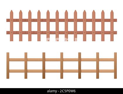 Clôture en bois horizontale. Clôture rustique de planches fraîches palissade protection de barrière de terre agricole. Illustration de Vecteur