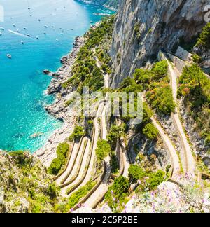 Célèbre via Krupp sur l'île de Capri Banque D'Images