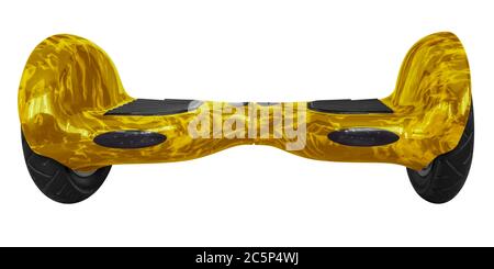 Gyroscooter jaune isolé sur fond blanc. Masque inclus Banque D'Images