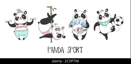 Ensemble de panda sport. Illustration vectorielle EPS10 Illustration de Vecteur