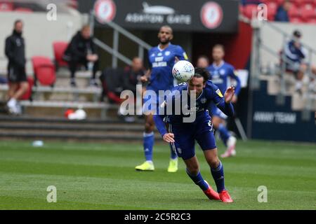 Bristol, Royaume-Uni. 04e juillet 2020. Sean Morrison de Cardiff ville en action. Match de championnat EFL Skybet, Bristol City et Cardiff City au stade Ashton Gate de Bristol le samedi 4 juillet 2020. Cette image ne peut être utilisée qu'à des fins éditoriales. Usage éditorial uniquement, licence requise pour un usage commercial. Aucune utilisation dans les Paris, les jeux ou les publications d'un seul club/ligue/joueur. photo par Andrew Orchard/Andrew Orchard sports Photography/Alamy Live News crédit: Andrew Orchard sports Photography/Alamy Live News Banque D'Images