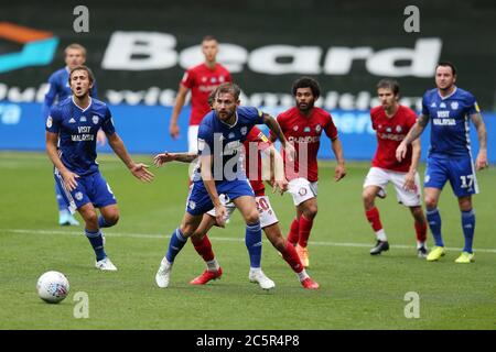 Bristol, Royaume-Uni. 04e juillet 2020. Joe Ralls de Cardiff (c) en action. Match de championnat EFL Skybet, Bristol City et Cardiff City au stade Ashton Gate de Bristol le samedi 4 juillet 2020. Cette image ne peut être utilisée qu'à des fins éditoriales. Usage éditorial uniquement, licence requise pour un usage commercial. Aucune utilisation dans les Paris, les jeux ou les publications d'un seul club/ligue/joueur. photo par Andrew Orchard/Andrew Orchard sports Photography/Alamy Live News crédit: Andrew Orchard sports Photography/Alamy Live News Banque D'Images