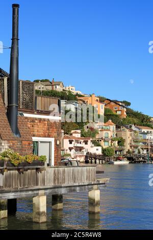 Maisons en bord de mer dans la région de Tiburon,comté de Marin,California,USA Banque D'Images