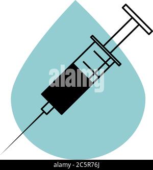 seringue médicale avec médicaments sur fond bleu pour la conception de lettres en-tête, annonces, cartes de traitement, maladie, virus Illustration de Vecteur