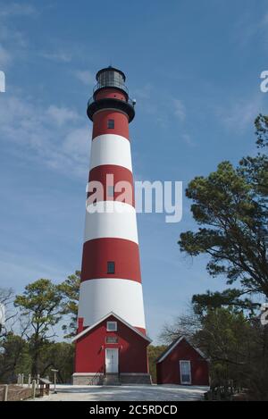 Phare de l'île Assateague, île Chincoteague, Virginie. Banque D'Images