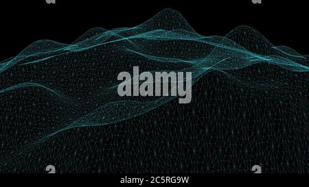 rendu 3d - modèle filaire de montagne Banque D'Images