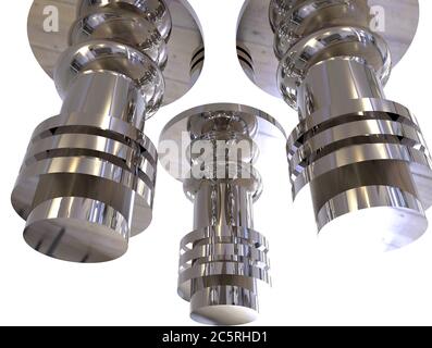 Rendu numérique 3D de formes abstraites isolées sur fond blanc Banque D'Images