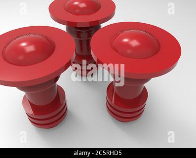 Rendu numérique 3D de formes abstraites isolées sur fond blanc Banque D'Images