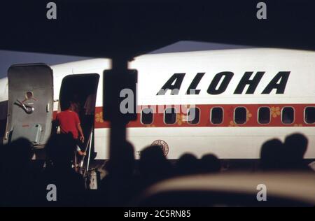 Aloha Airlines dans l'une des deux grandes compagnies aériennes reliant les îles, Octobre 1973 Banque D'Images
