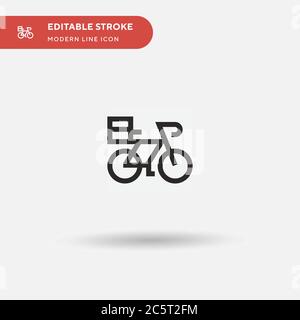 Icône vecteur simple de vélo de livraison. Modèle de conception de symbole d'illustration pour l'élément d'interface utilisateur Web mobile. Pictogramme moderne de couleur parfaite sur contour modifiable. Icônes de vélo de livraison pour votre projet d'entreprise Illustration de Vecteur