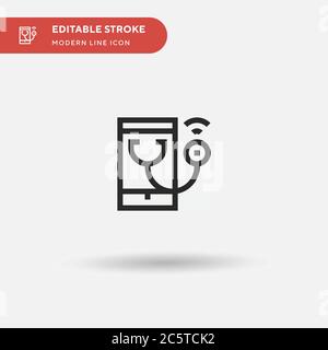Icône de vecteur simple de télémédecine. Modèle de conception de symbole d'illustration pour l'élément d'interface utilisateur Web mobile. Pictogramme moderne de couleur parfaite sur contour modifiable. Icônes de télémédecine pour votre projet d'entreprise Illustration de Vecteur