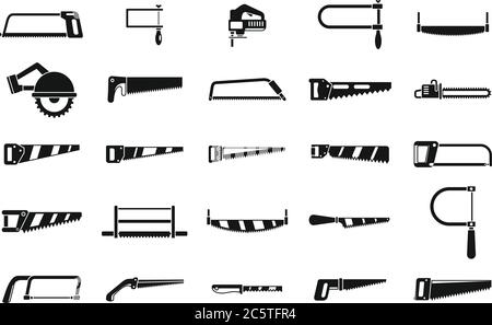 Jeu d'icônes d'outil de scie. Ensemble simple d'icônes vectorielles pour la conception de sites Web sur fond blanc Illustration de Vecteur