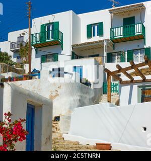 Maisons blanchies à la chaux à Mykonos en Grèce Banque D'Images