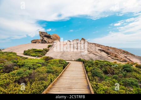 Remarkable Rocks vu depuis le belvédère pendant une journée, parc national de Flinders Chase, Australie méridionale Banque D'Images