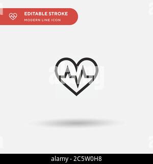 Icône de vecteur simple Heart Beat. Modèle de conception de symbole d'illustration pour l'élément d'interface utilisateur Web mobile. Pictogramme moderne de couleur parfaite sur contour modifiable. Icônes Heart Beat pour votre projet d'entreprise Illustration de Vecteur