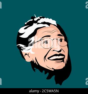 Illustraion de Rosa Louise McCauley Parks, militante américaine du mouvement des droits civils. Boycott de Montgomery bus. Illustration de Vecteur